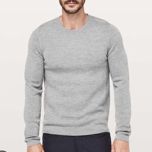 Lululemon Alpine Air Crew Sweater Men Gray Merino Wool Long Sleeve XL